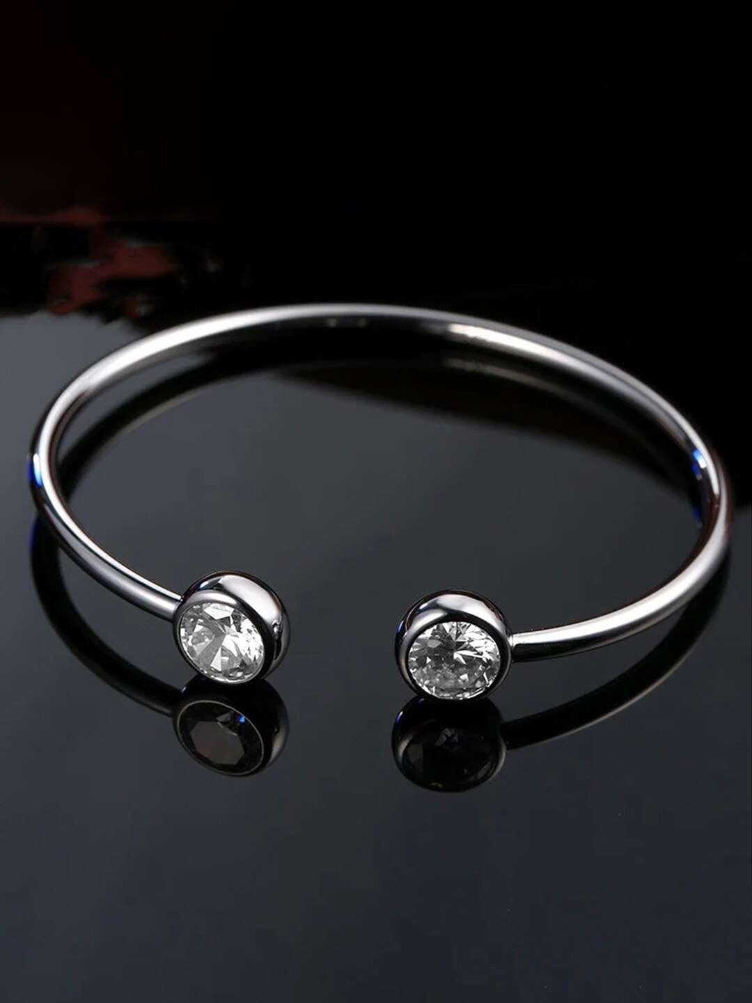 

Peora Silver-Plated American Diamond Studded Kada Bracelet