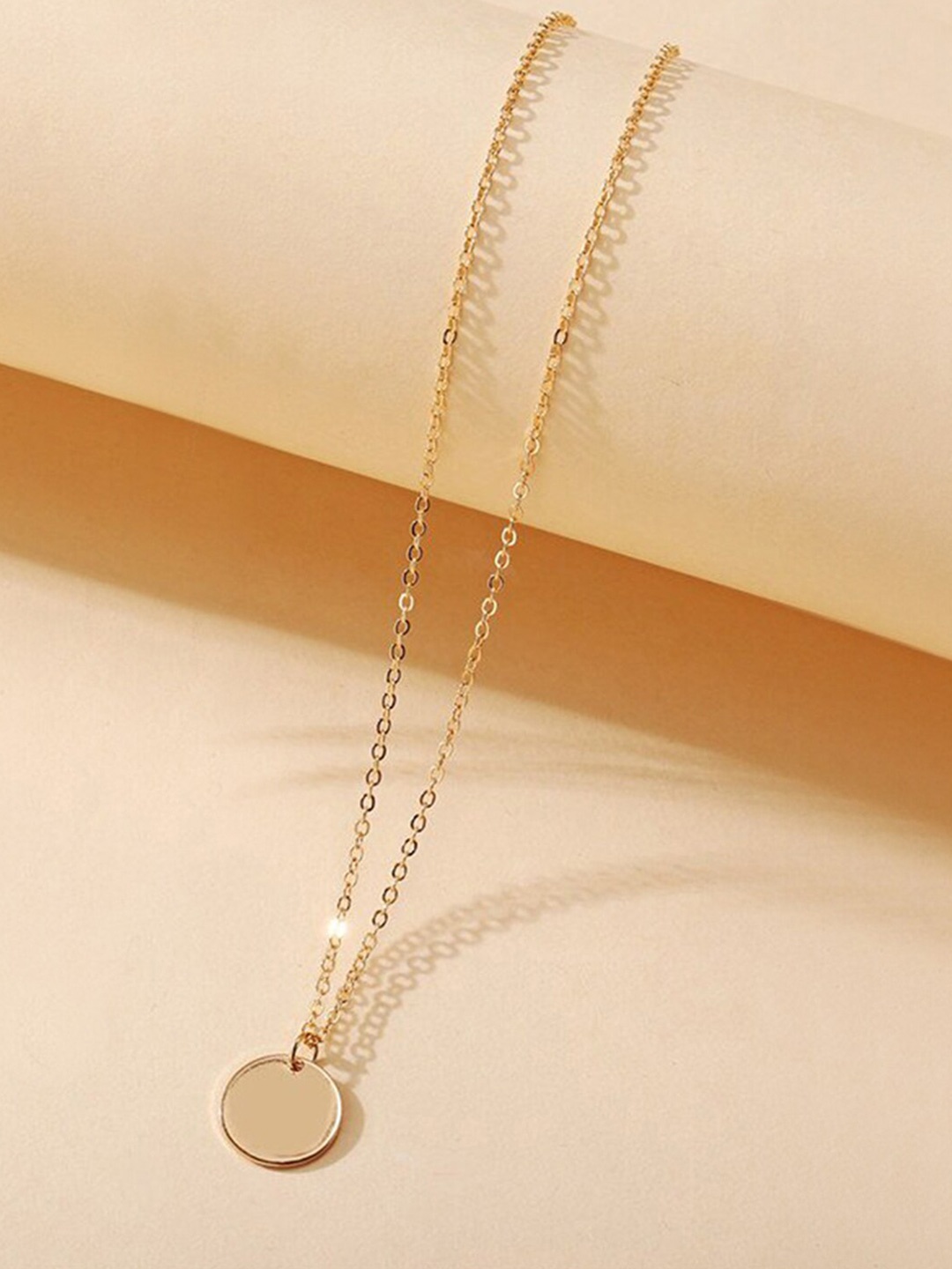 

Peora Gold-Plated Round Shape Pendant Chain Necklace
