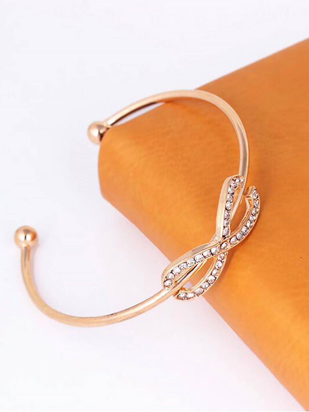 

Peora Rose Gold-Plated American Diamond Cuff Bracelet
