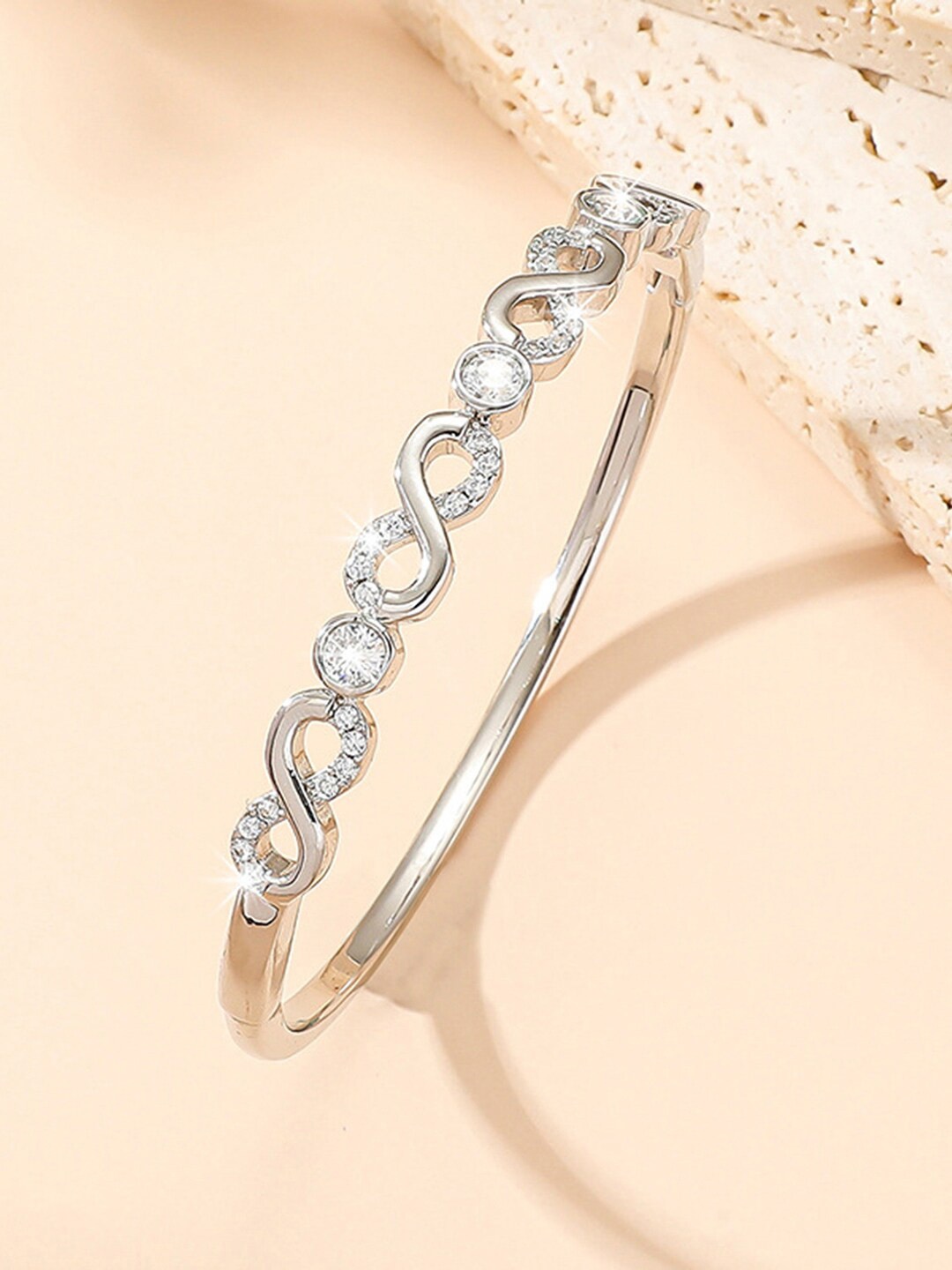 

Peora Silver-Plated American Diamond Kada Bracelet