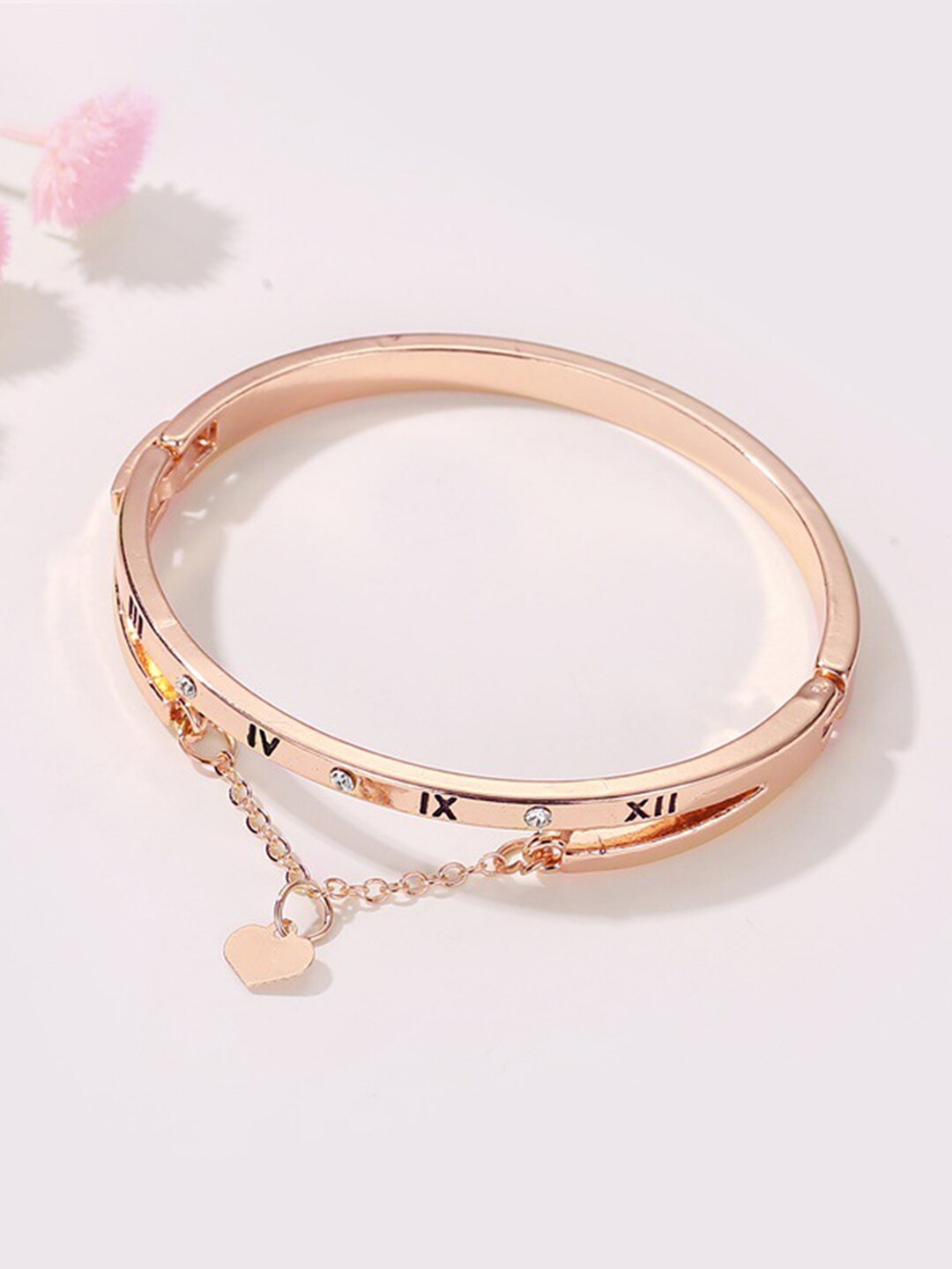 

Peora Rose Gold-Plated American Diamond Bangle Style Bracelet