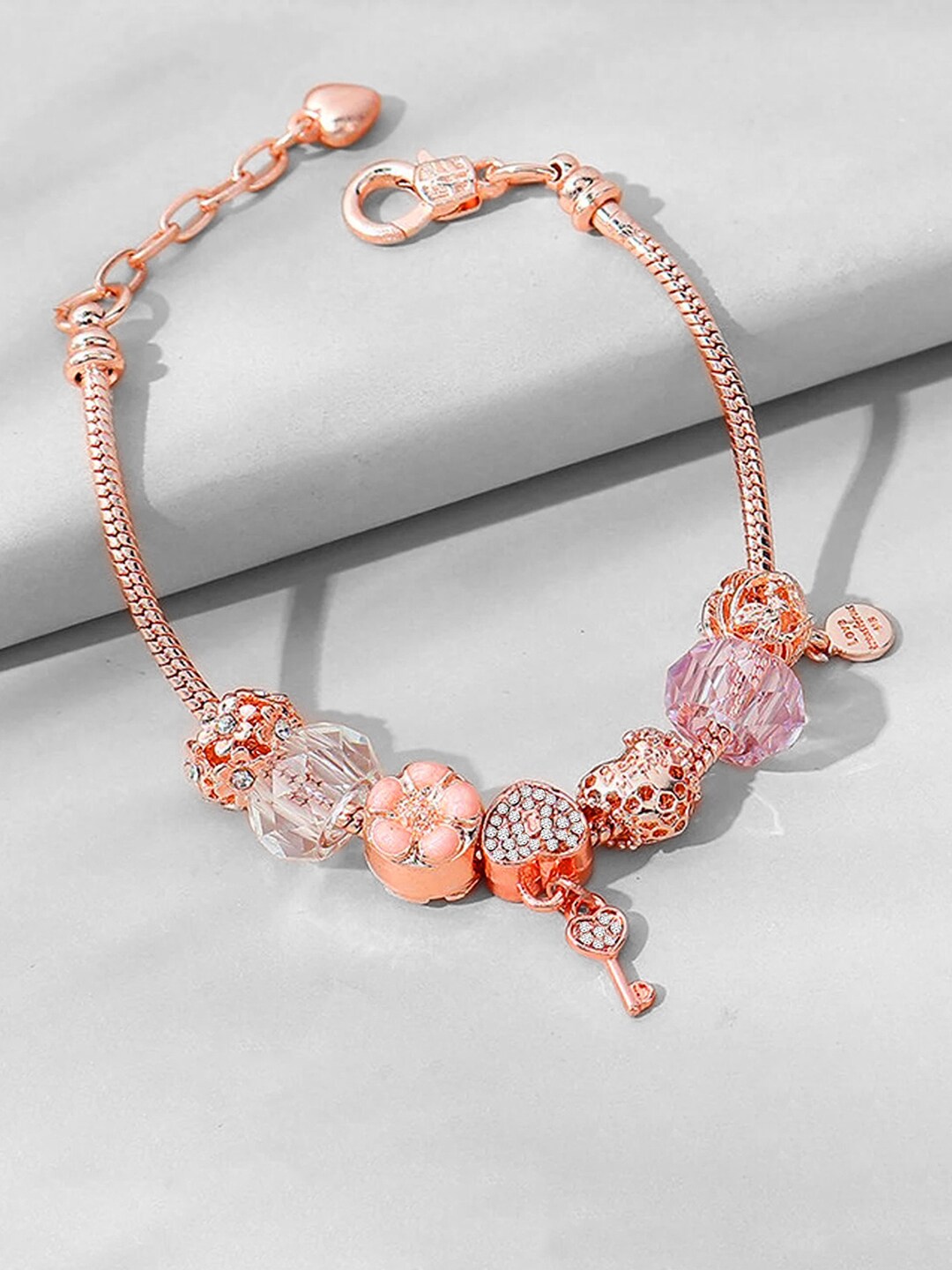 

Peora Women Cubic Zirconia Rose Gold-Plated Link Bracelet
