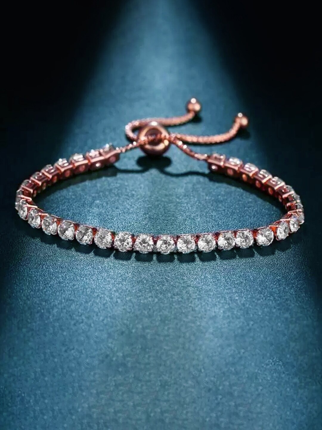 

Peora Women Cubic Zirconia Rose Gold-Plated Charm Bracelet