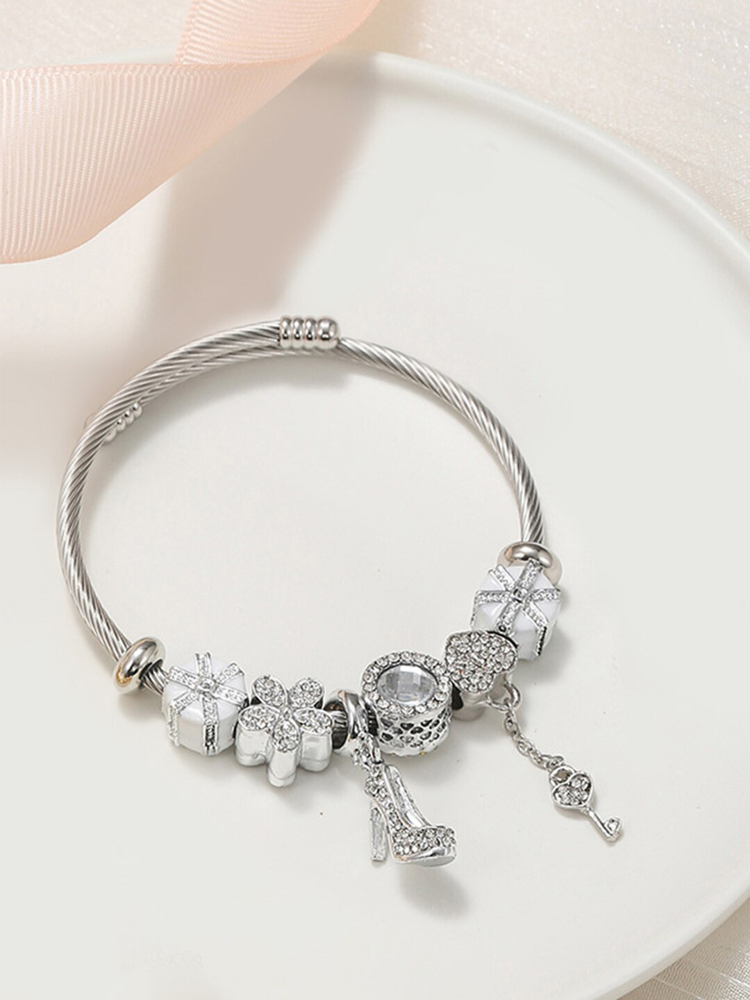 

Peora Silver-Plated Cubic Zirconia Charm Bracelet