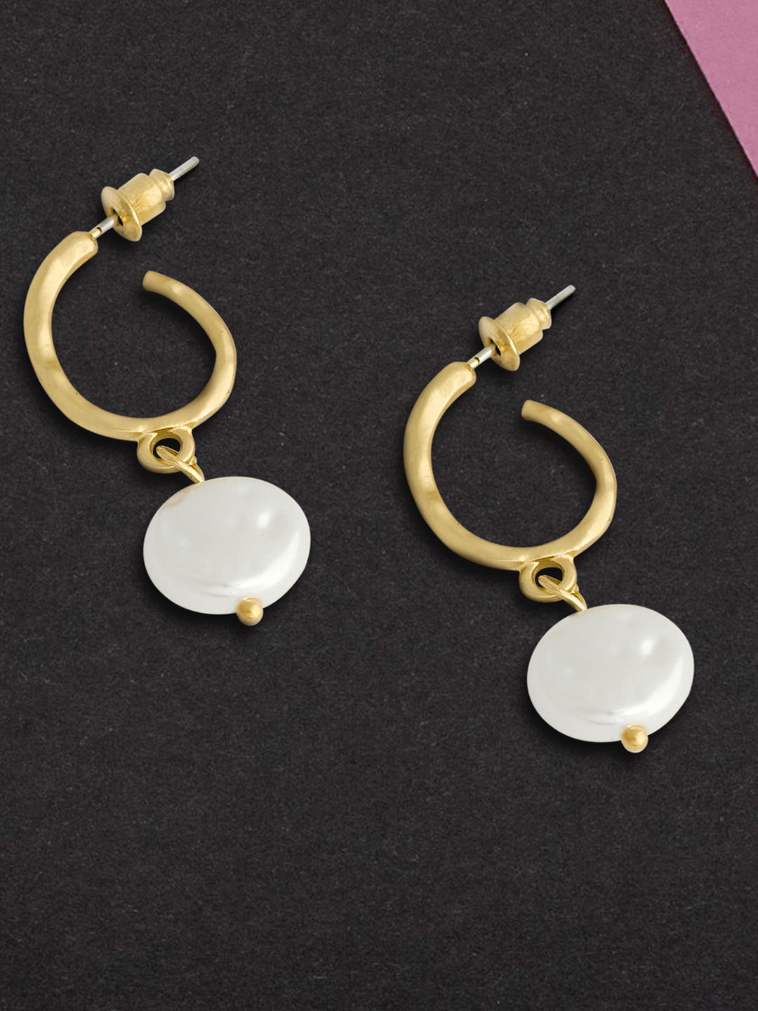 

Peora Gold-Plated Contemporary Pearls Studded Drop Earrings