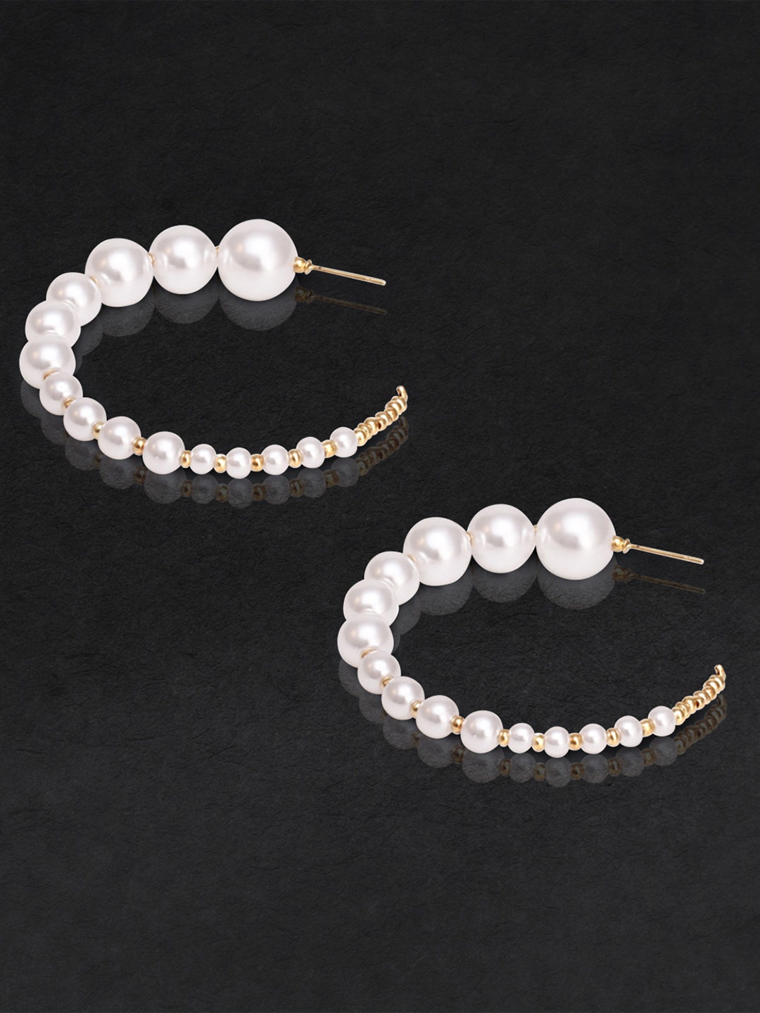 

Peora Gold-Plated Contemporary Beaded Hoop Earrings