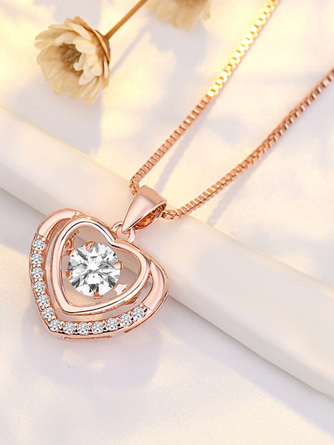 

Peora Rose Gold-Plated Heart Shape Pendant Necklace