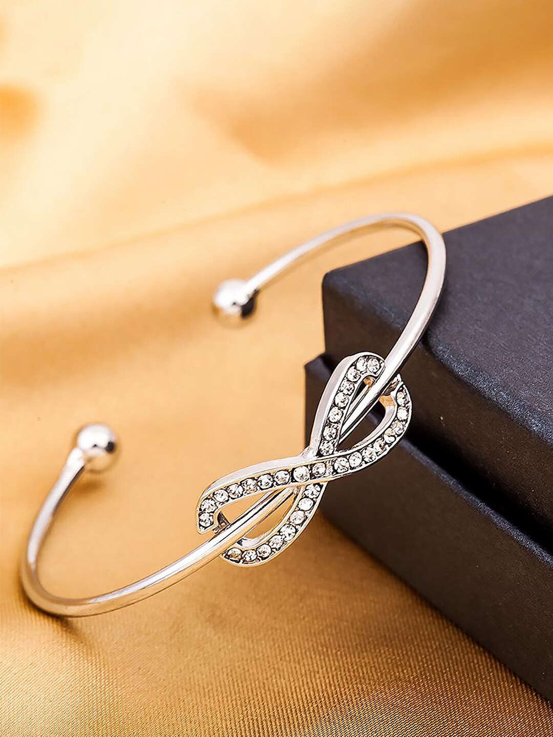 

Peora Silver-Plated American Diamond Cuff Bracelet