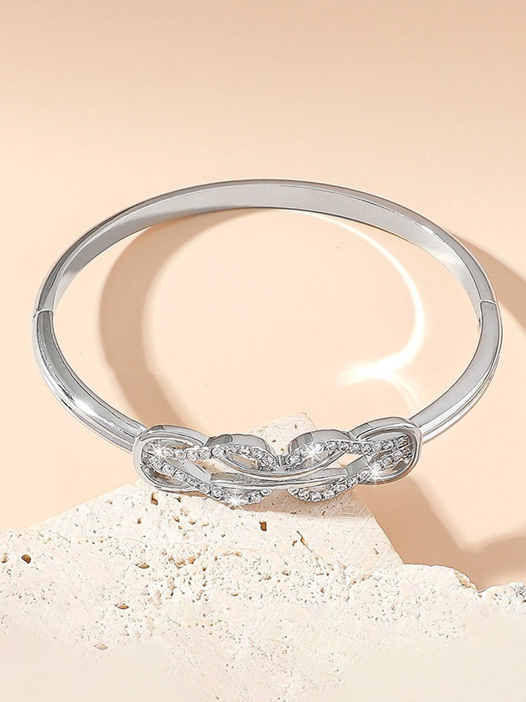 

Peora Silver-Plated American Diamond Kada Bracelet