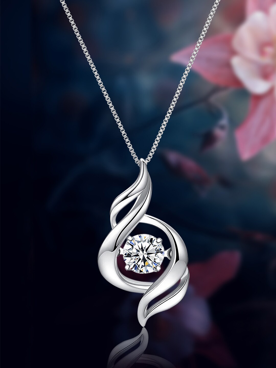 

Peora Silver-Plated American Diamond Studded Pendant Chain Necklace