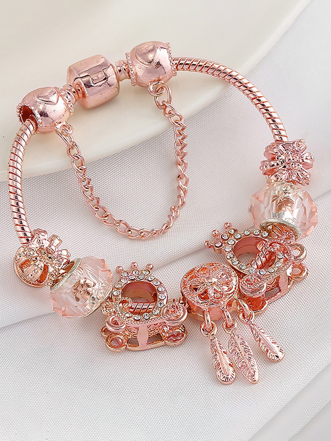 

Peora Rose Gold-Plated Cubic Zirconia Studded Link Bracelet