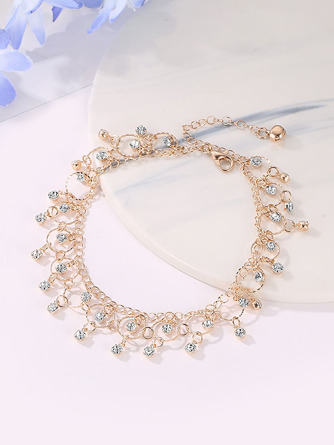 

Peora Gold-Plated Cubic Zirconia Studded Anklet