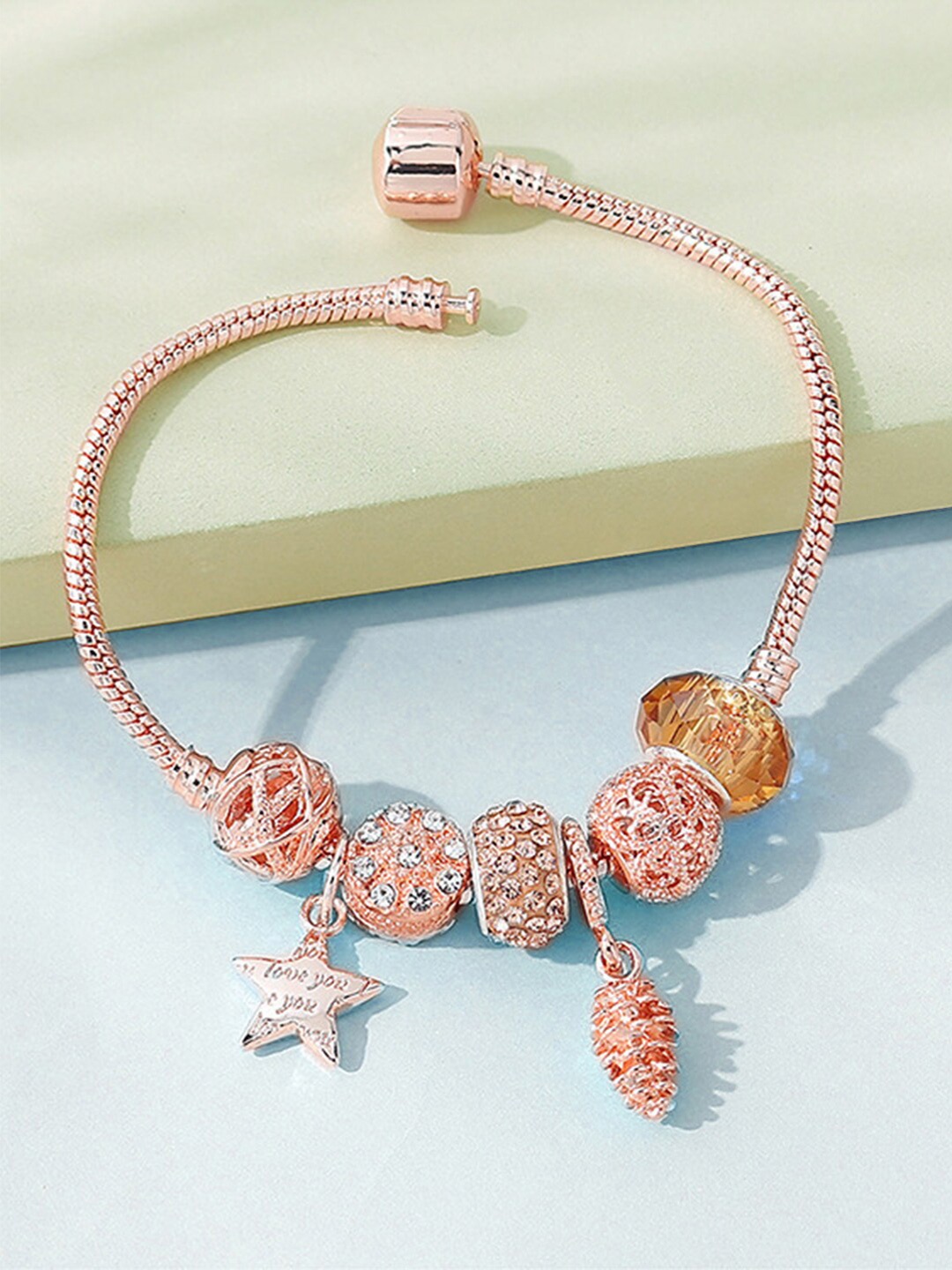

Peora Rose Gold-Plated Cubic Zirconia Studded Cuff Bracelet