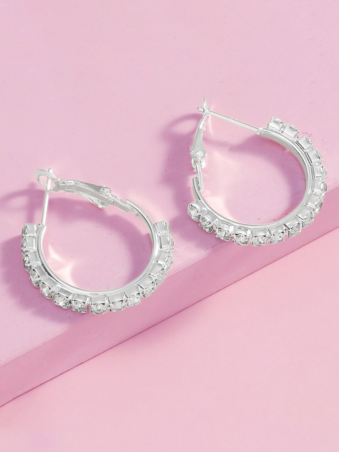 Peora Silver-Plated Contemporary Hoop Earrings
