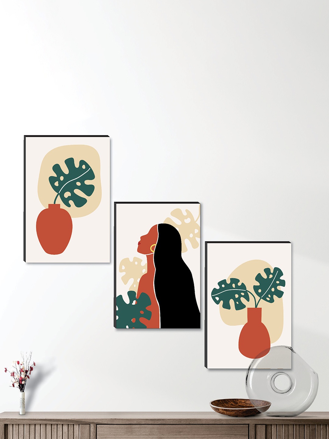 

SAF 3 Piece Beige & Brown Modern Art Painting Wall Art