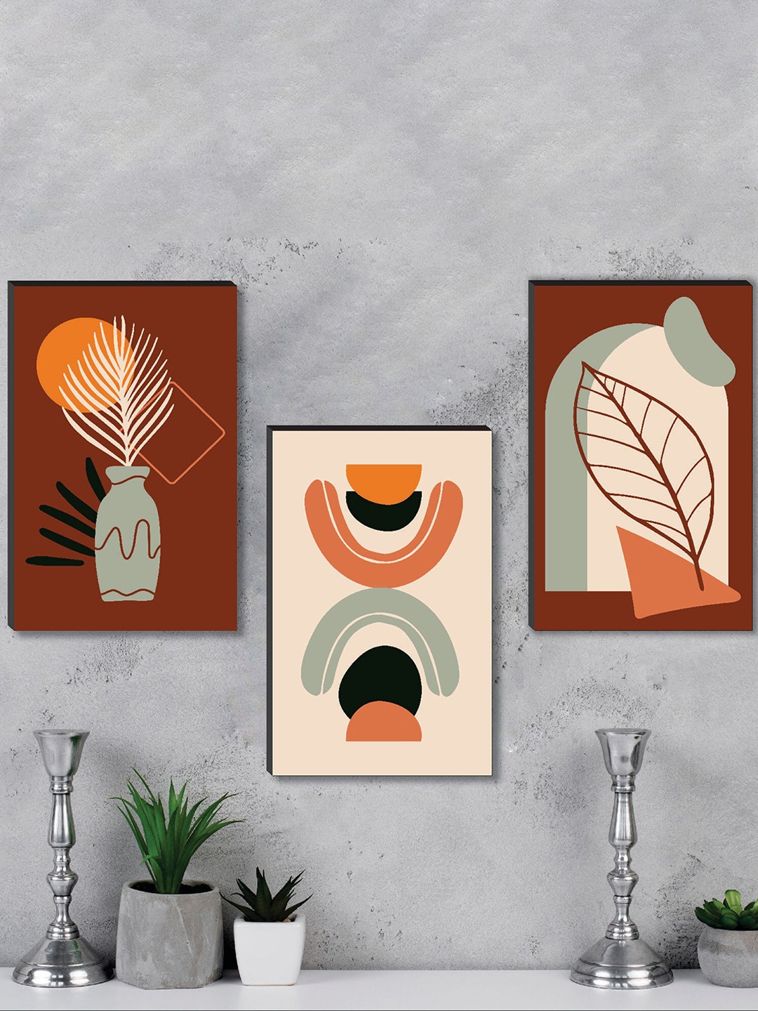 

SAF Brown & Beige 3 Pieces Modern Art Painting Wall Art