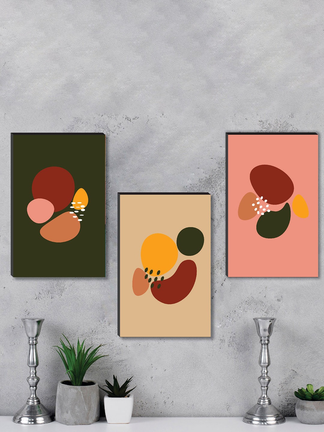 

SAF Green & Beige 3 Pieces Framed Wall Paintings