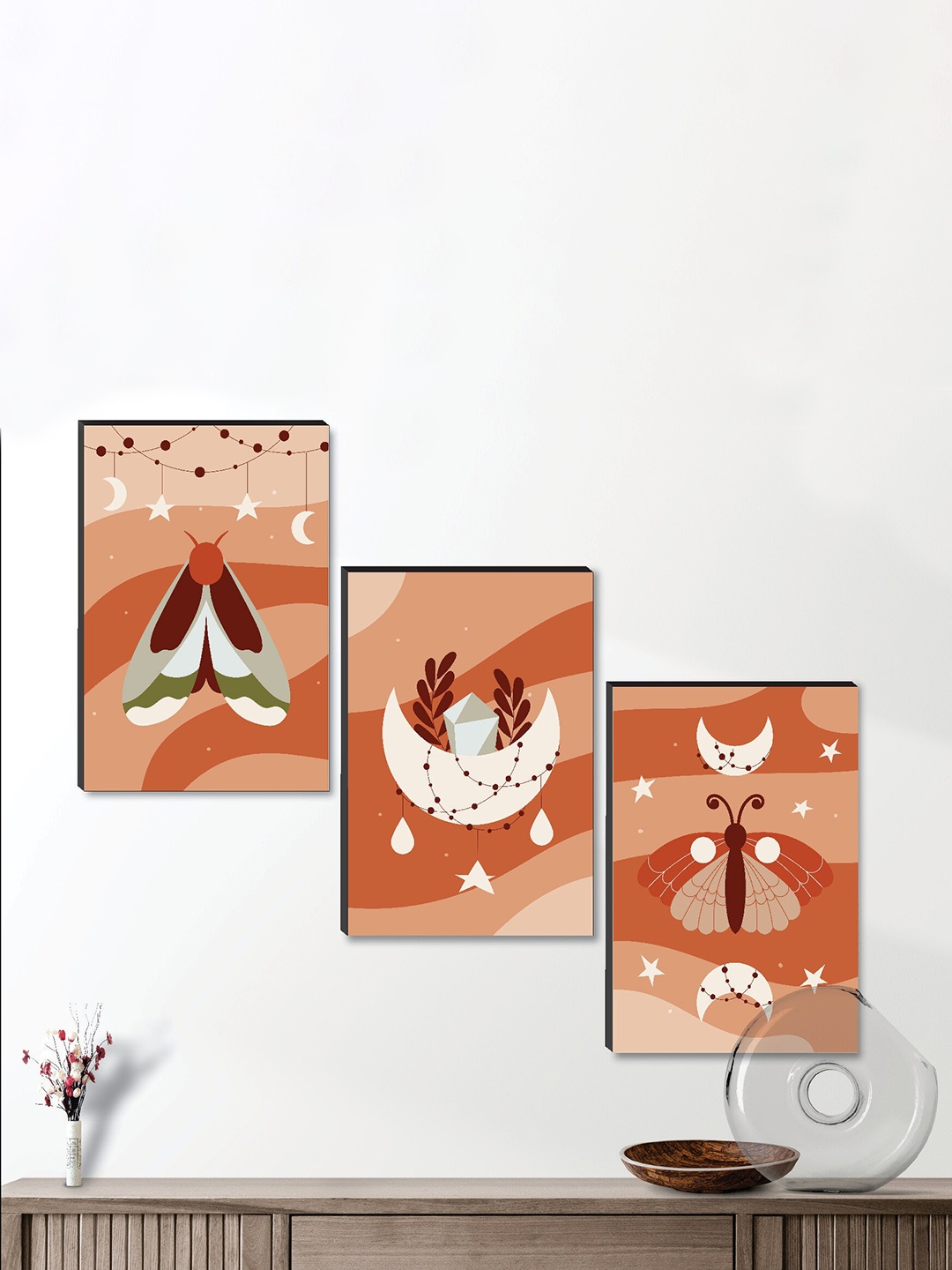 

SAF Beige & Brown 3 Pieces Modern Art Wall Painting