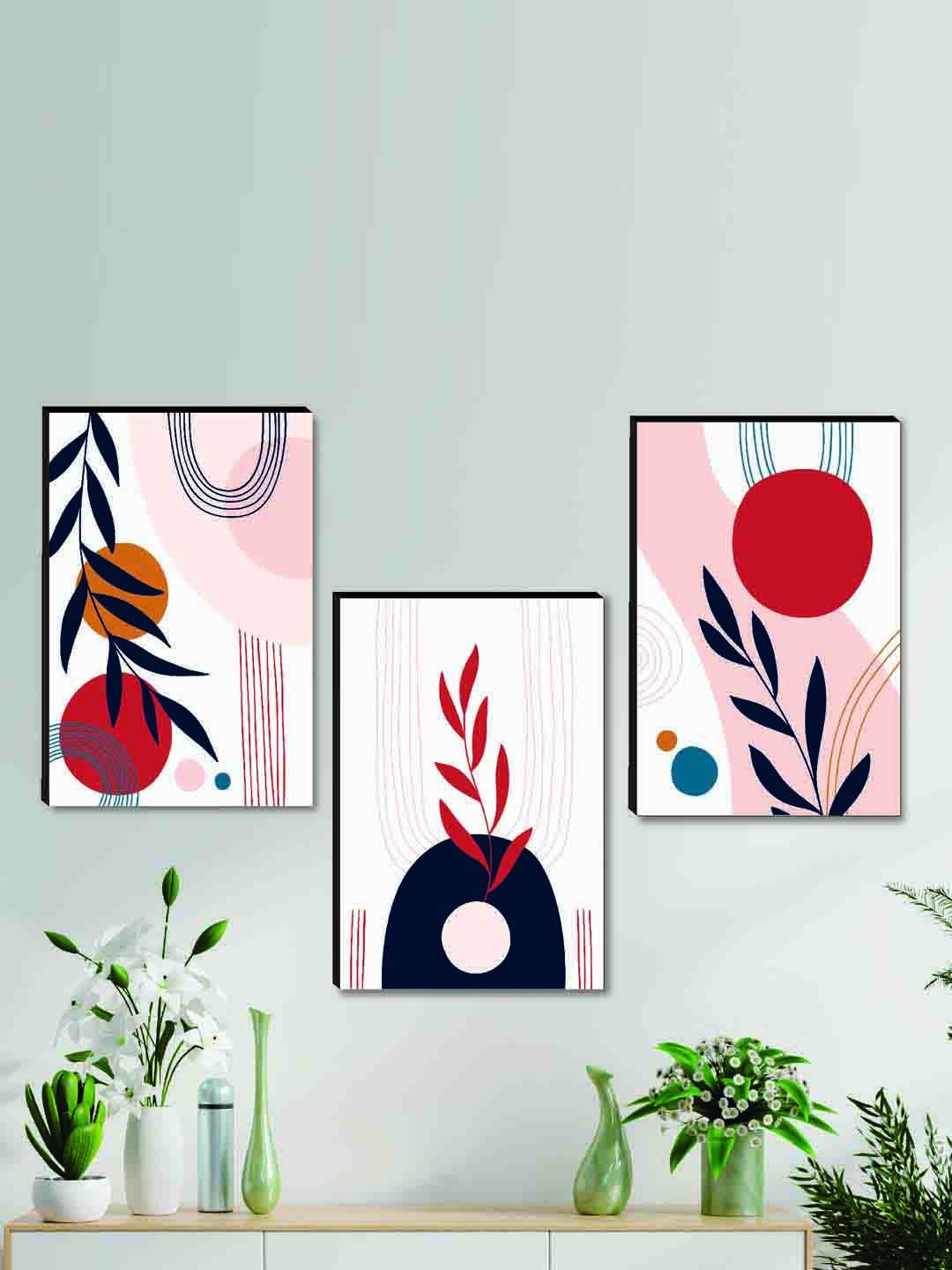 

SAF 3-Pcs Cream & White Abstract Printed Framed Wall Painting