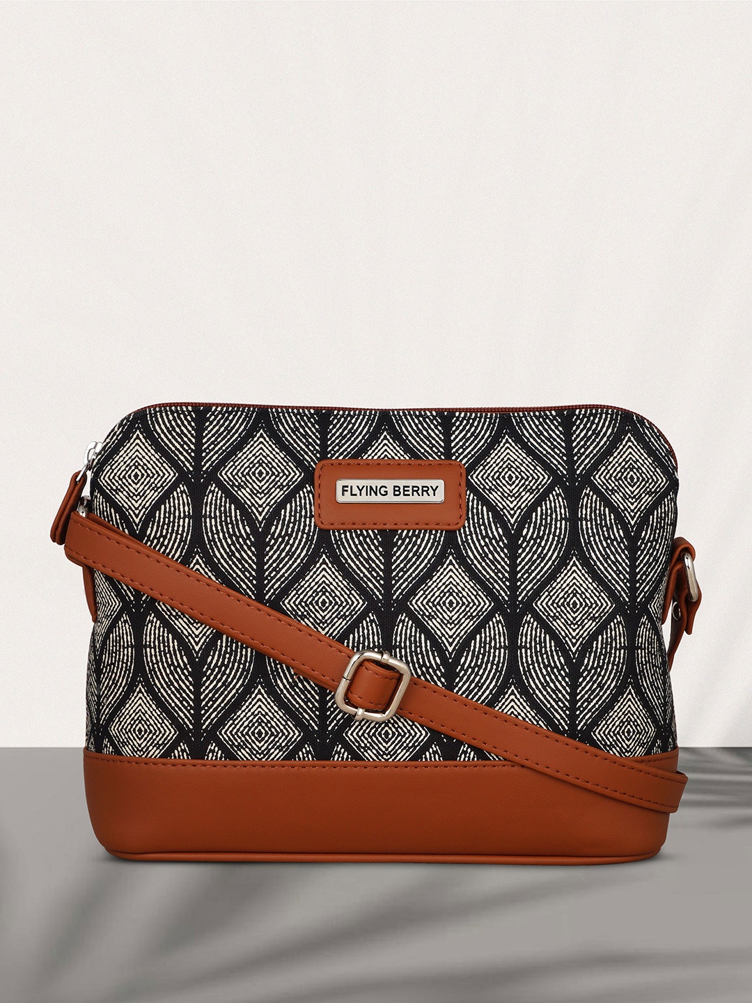 

FLYING BERRY Black Geometric Structured Sling Bag