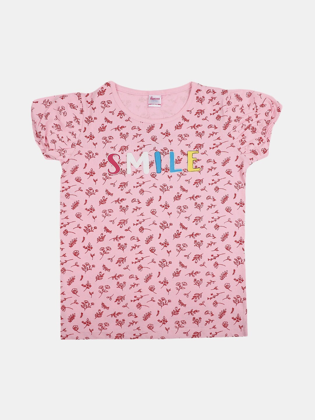 

V-Mart Girls Floral Printed Casual T-shirt, Pink