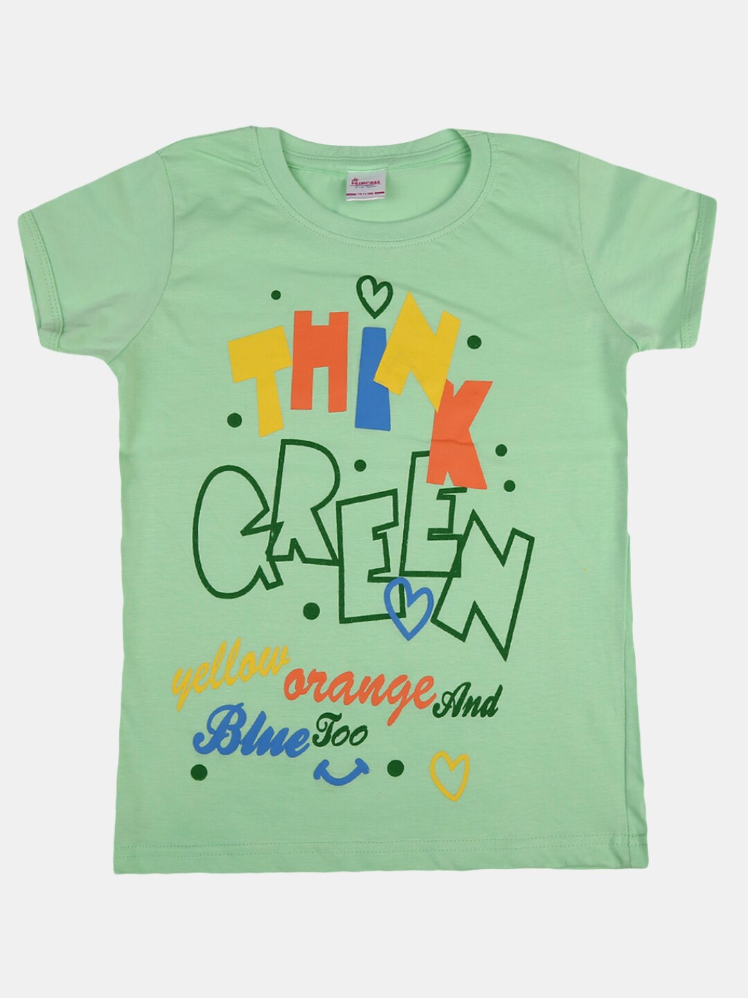 

V-Mart Girls Typography Printed Cotton T-shirt, Green