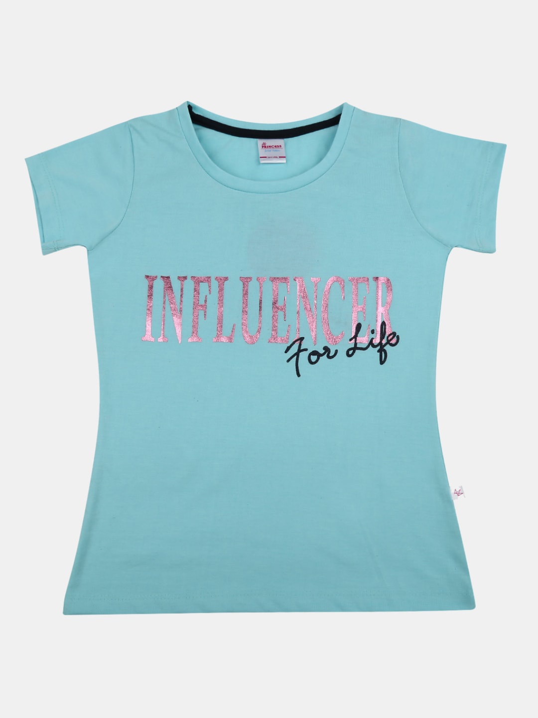 

V-Mart Girls Typography Printed Cotton T-shirt, Blue