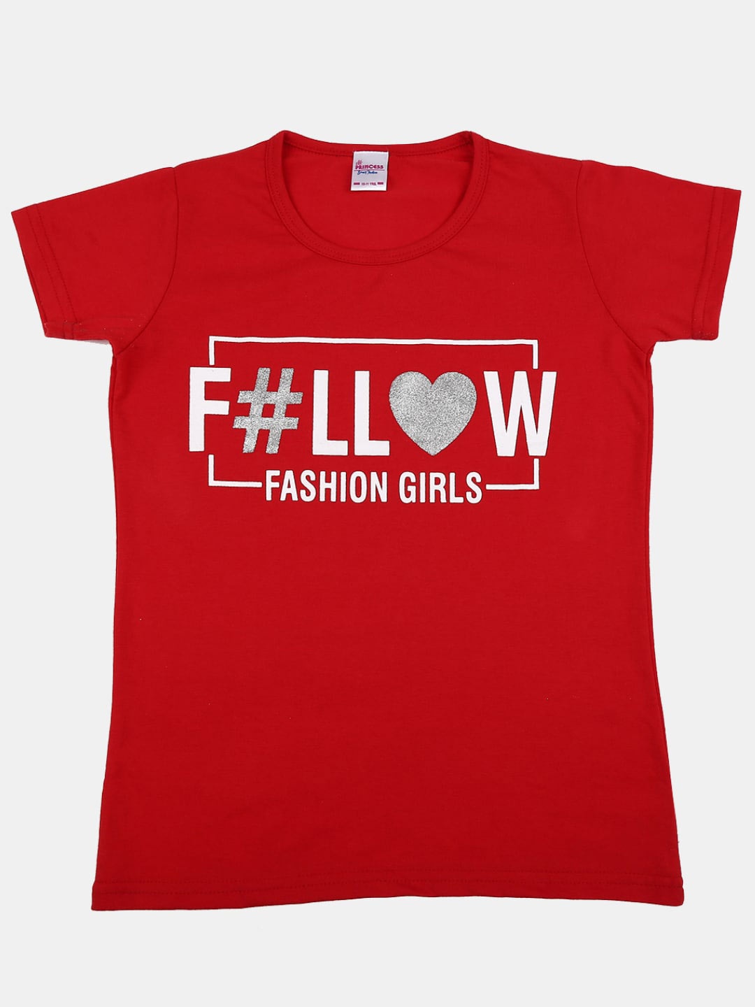 

V-Mart Girls Typography Printed Round Neck Cotton T-shirt, Red