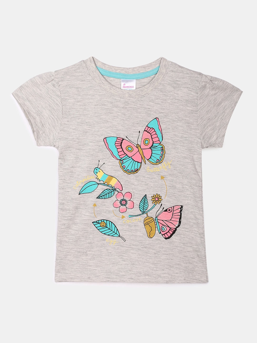 

V-Mart Girls Graphic Printed Cotton T-shirt, Beige