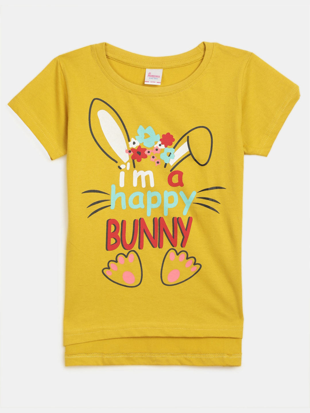 

V-Mart Girls Typography Printed Cotton T-shirt, Mustard