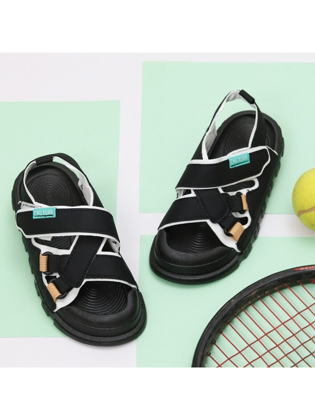 

Yellow Bee Boys Velcro Closure Comfort Sandals, Black