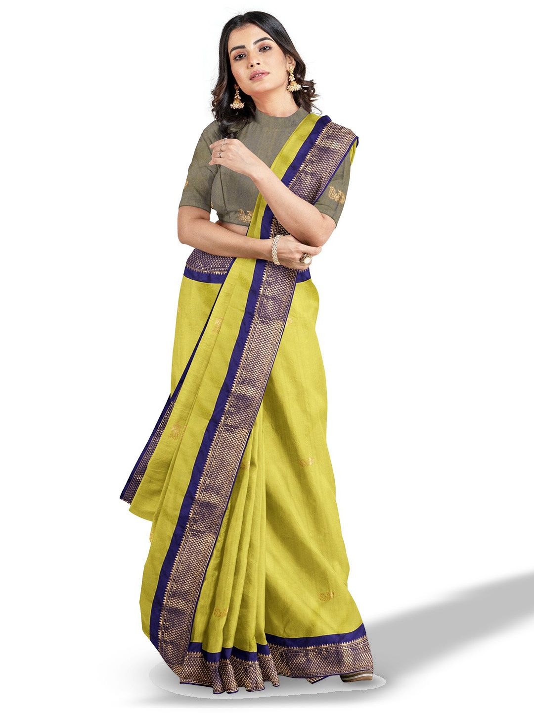 

Anouk Lime Green & Purple Zari Silk Blend Saree