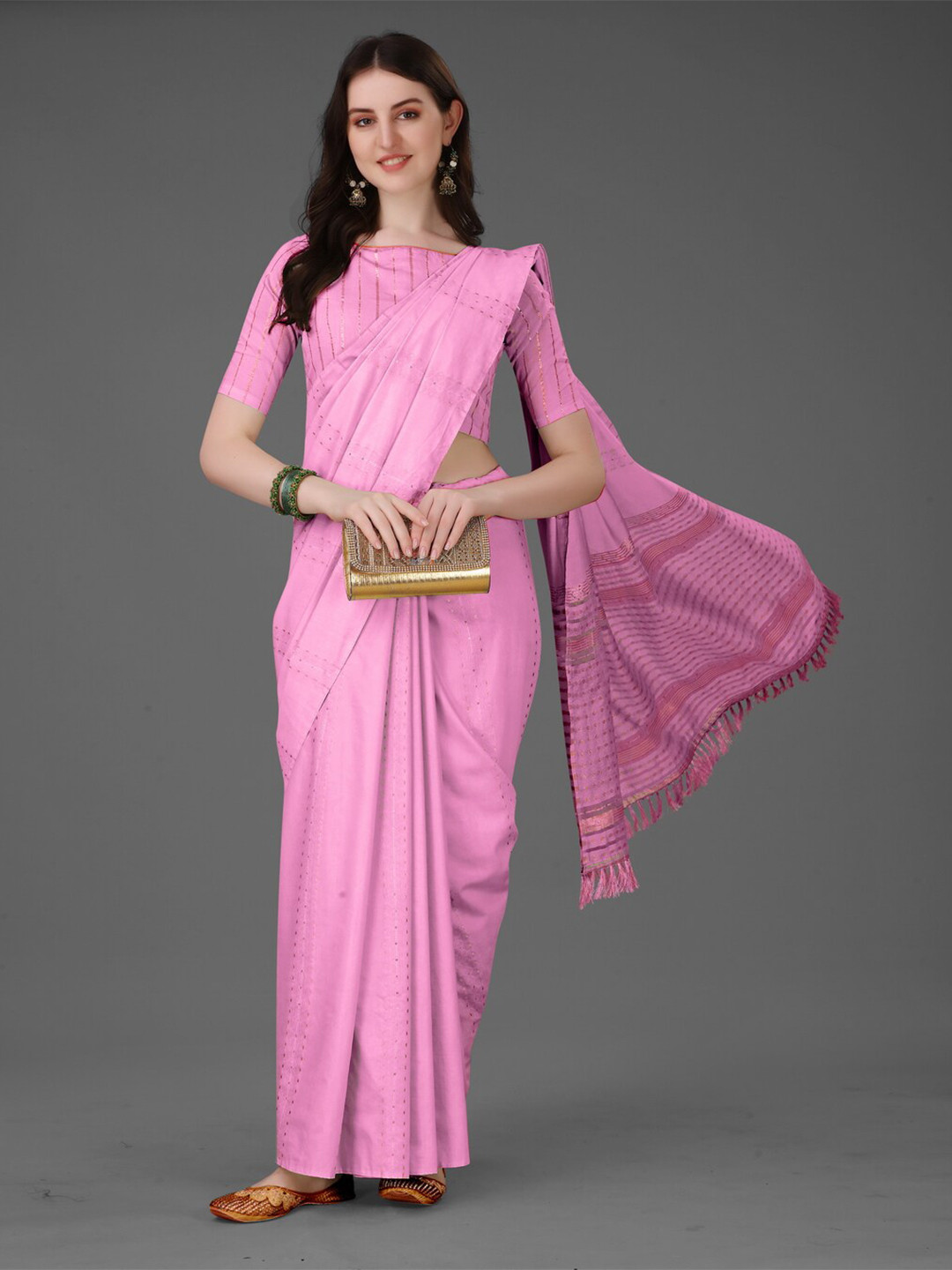 

Anouk Pink & Burgundy Woven Design Silk Cotton Saree