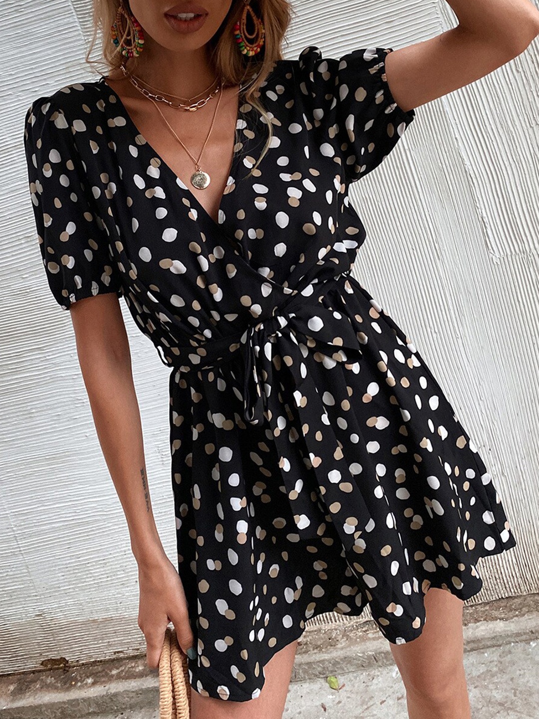 

StyleCast Black Polka Dot Printed Wrap Dress