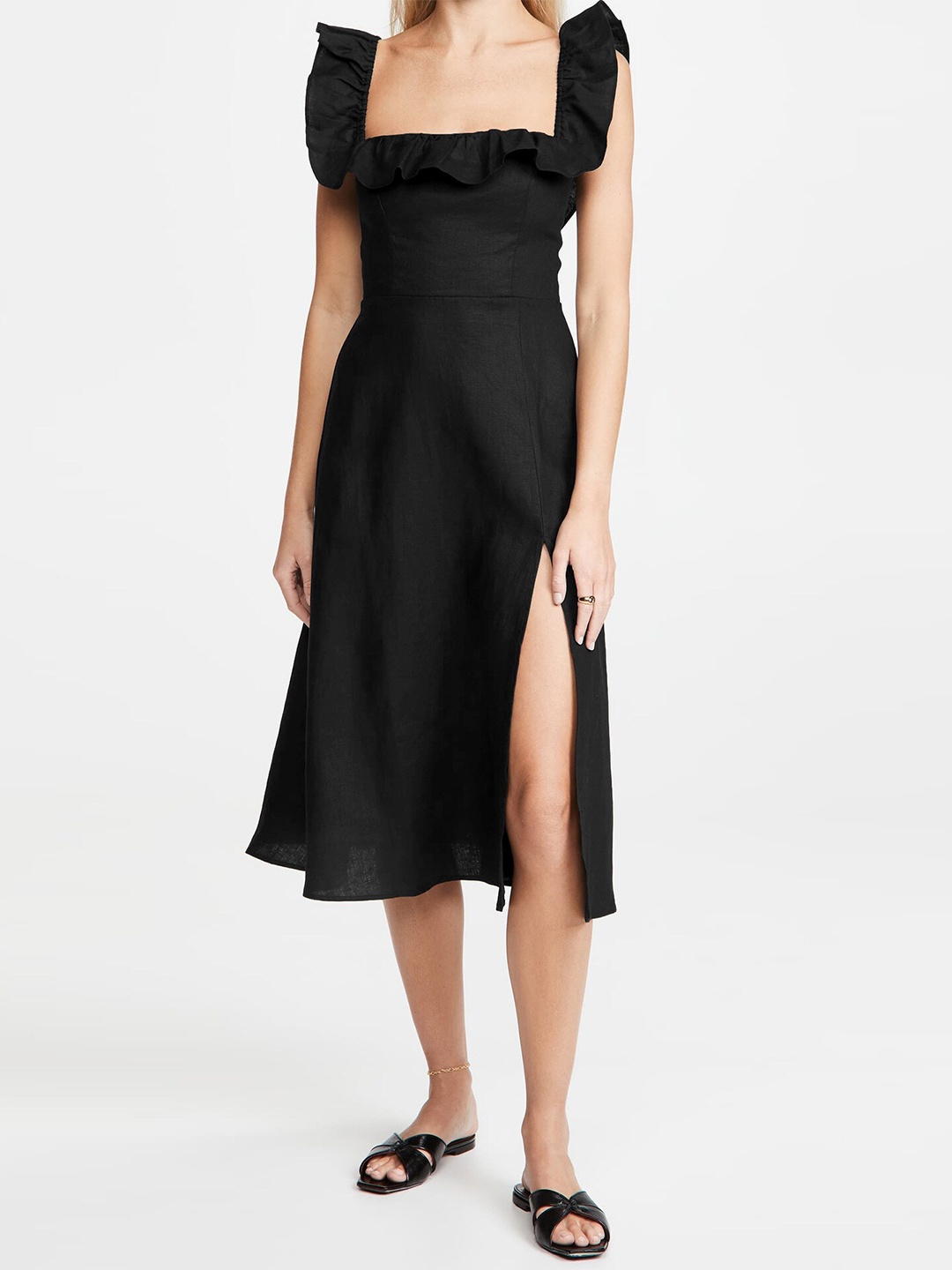 

StyleCast Black Off-Shoulder Fit & Flare Midi Dress