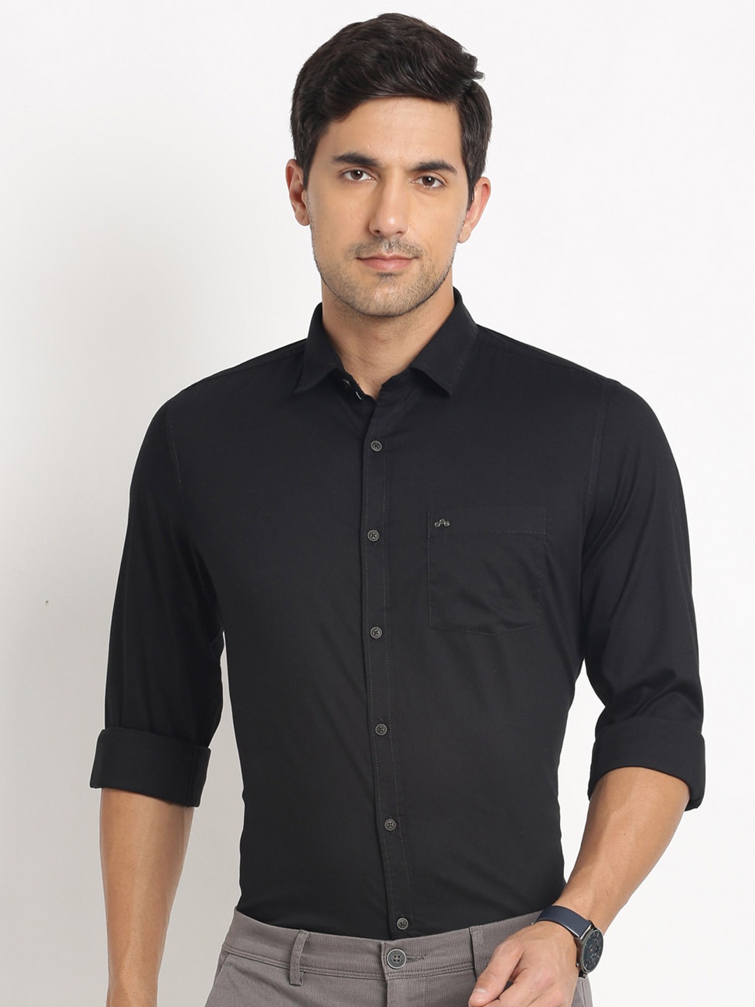 

Turtle Relaxed Slim Fit Cotton Casual Shirt, Black