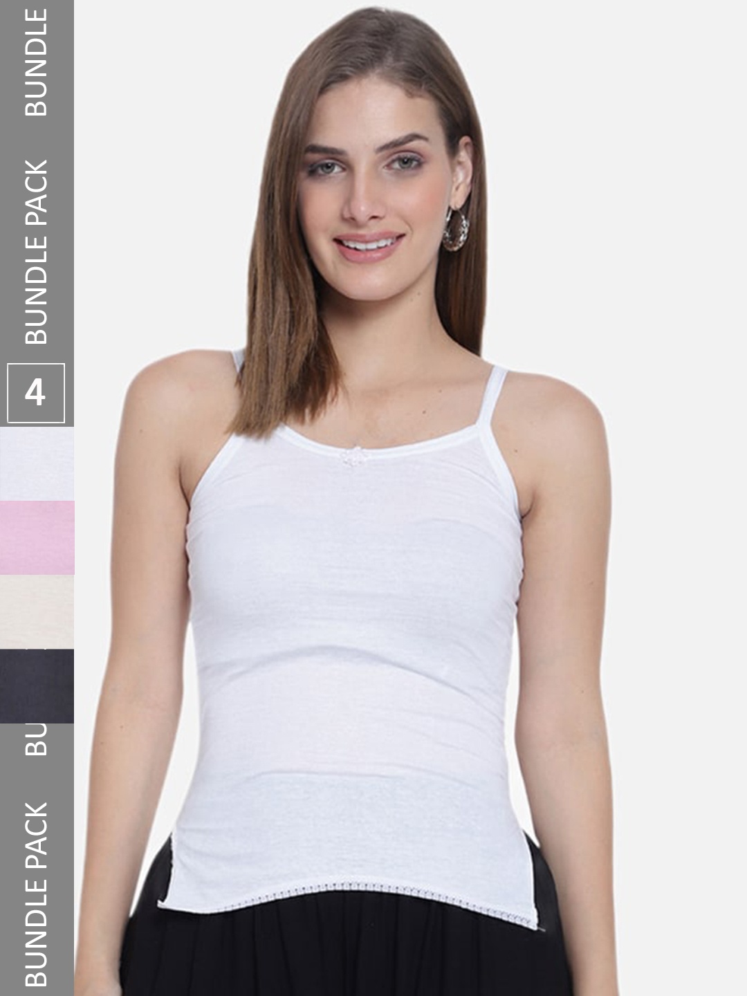 

SKY HEIGHTS Women Pack Of 4 Non-Padded Pure Cotton Camisoles, White
