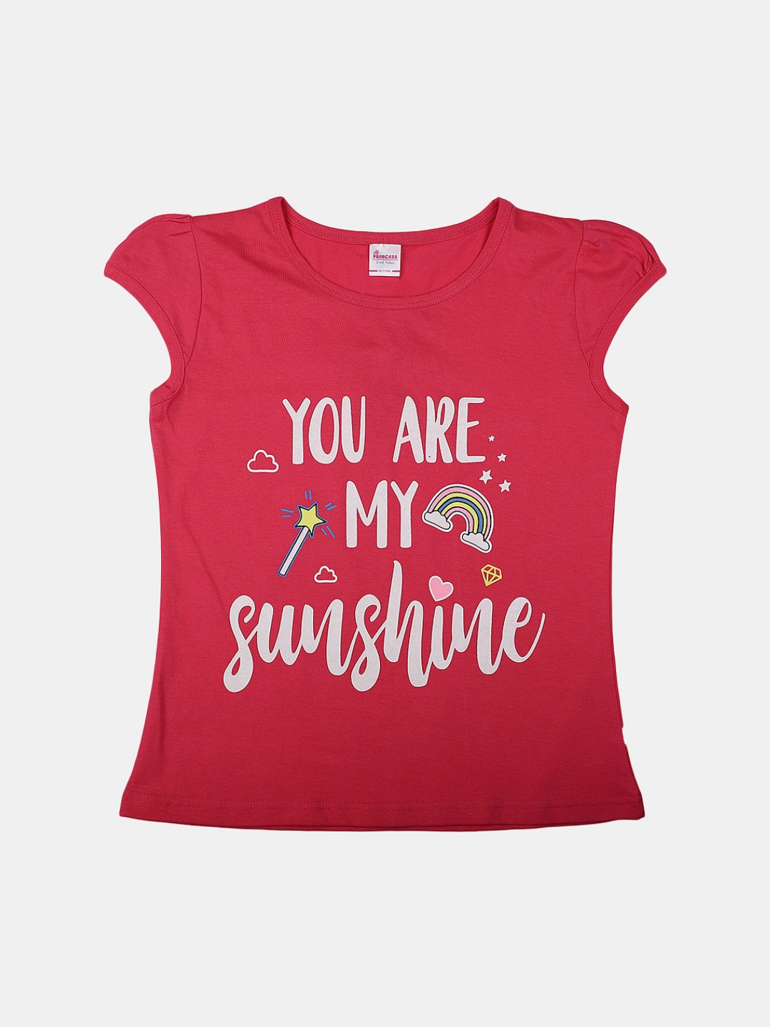 

V-Mart Girls Typography Printed Cotton T-shirt, Pink