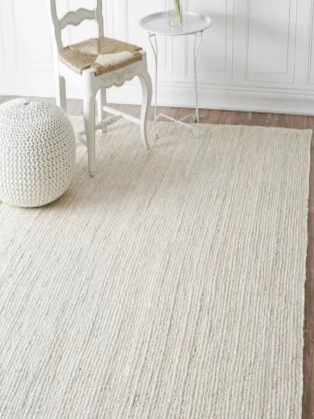 

THE HANDMADE FLAIR White Braided Jute Rectangular Carpet