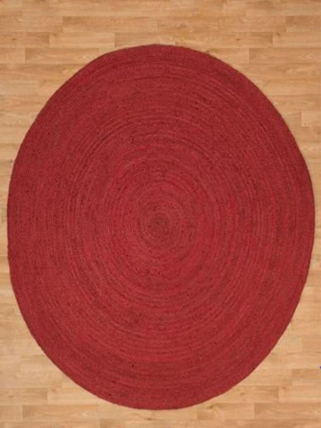 

THE HANDMADE FLAIR Red Braided Jute Circular Carpet