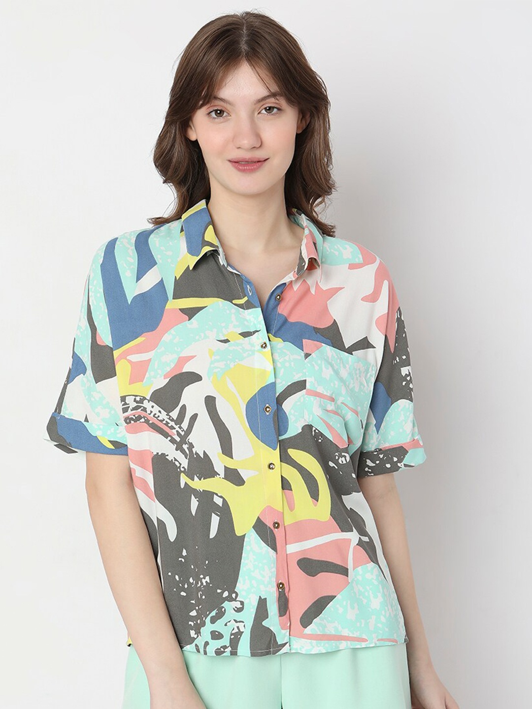

Vero Moda Abstract Printed Slim Fit Shirt, Sea green