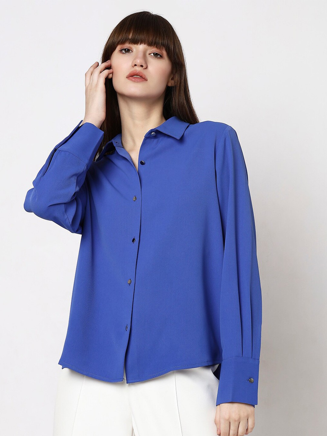 

Vero Moda Spread Collar Long Sleeve Casual Shirt, Blue