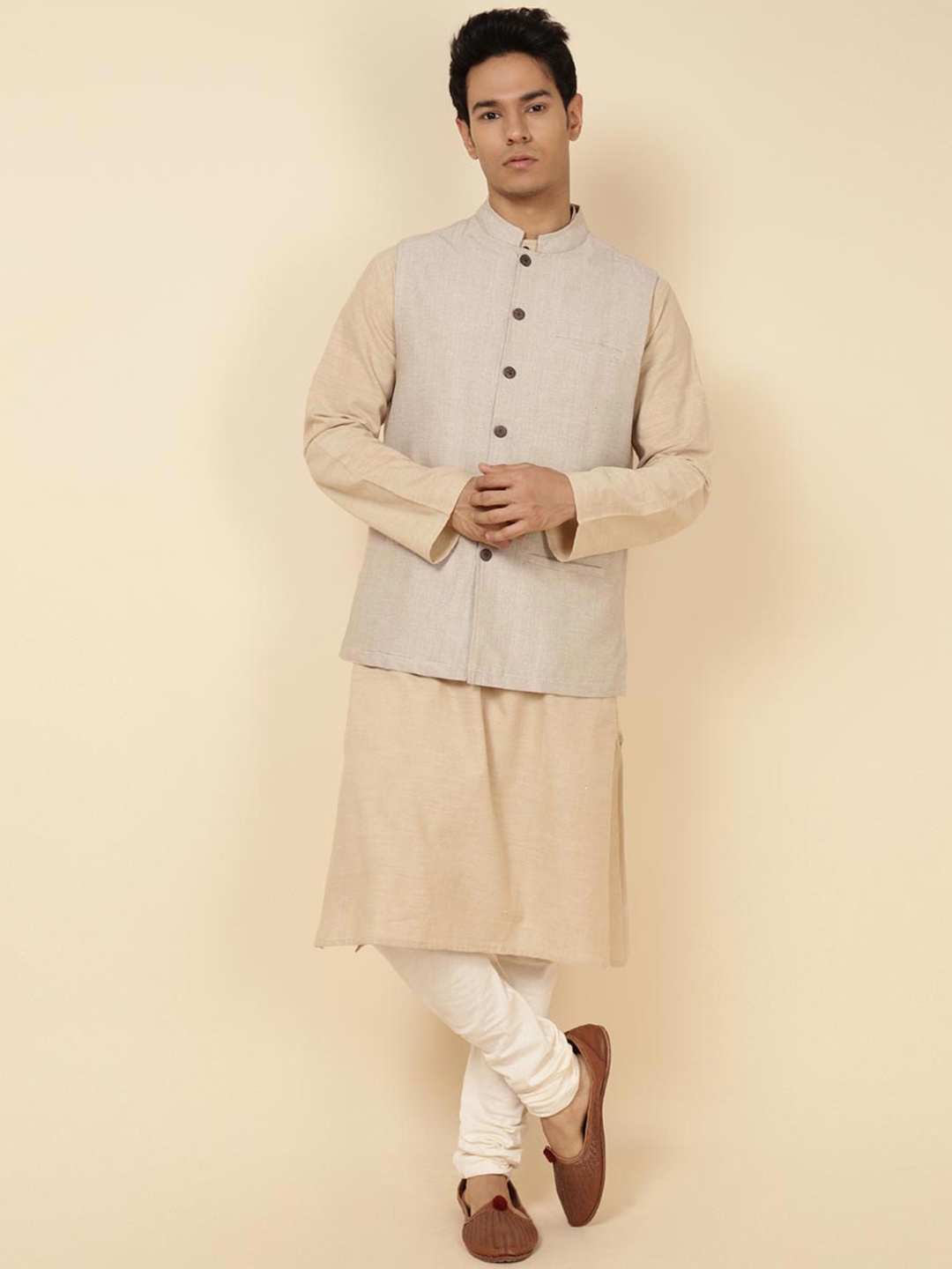 

Fabindia Pure Cotton Nehru Jacket, Beige