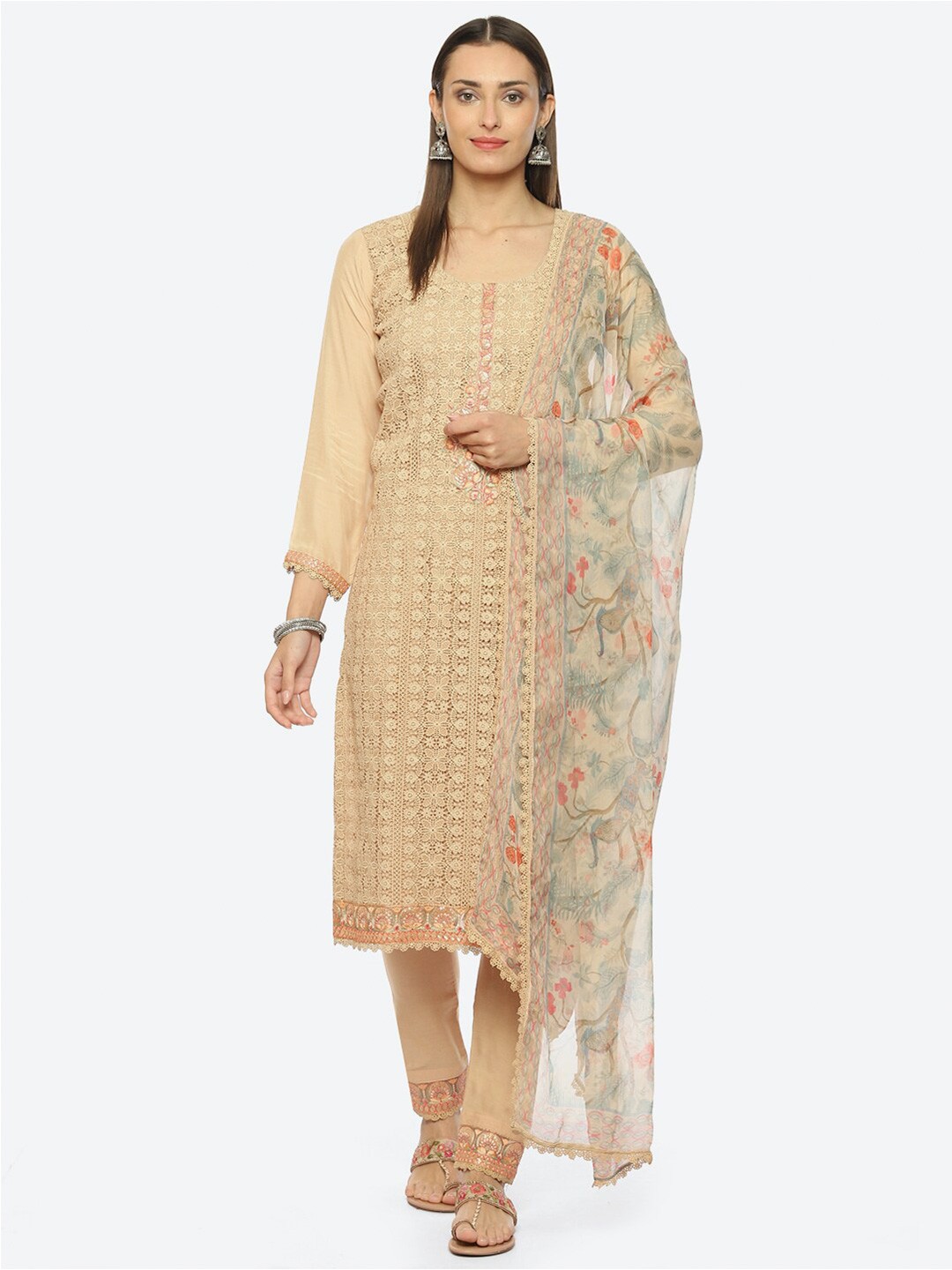 

Biba Beige & Red Unstitched Dress Material