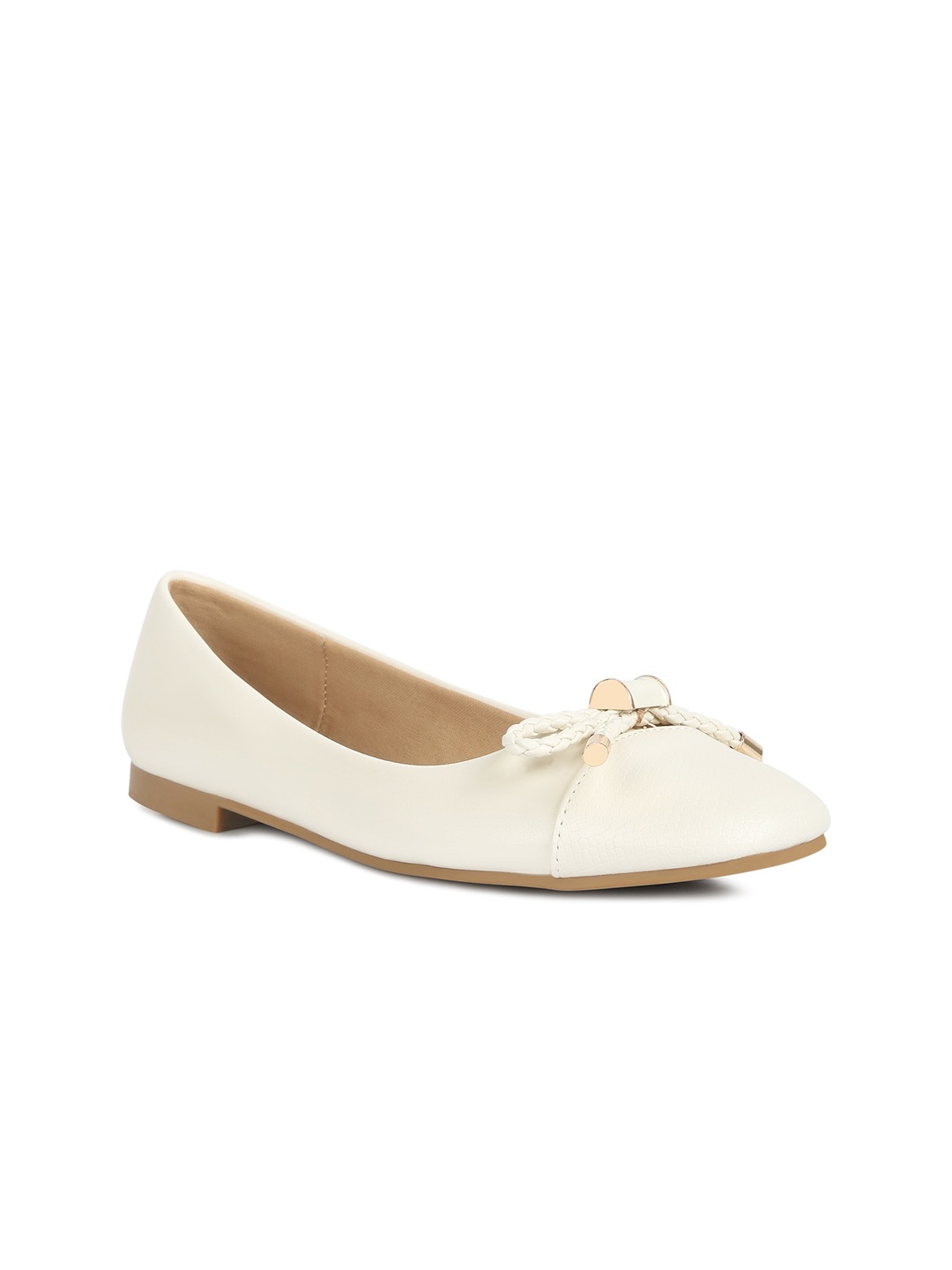 

London Rag Bow Embellished Ballerinas, Off white