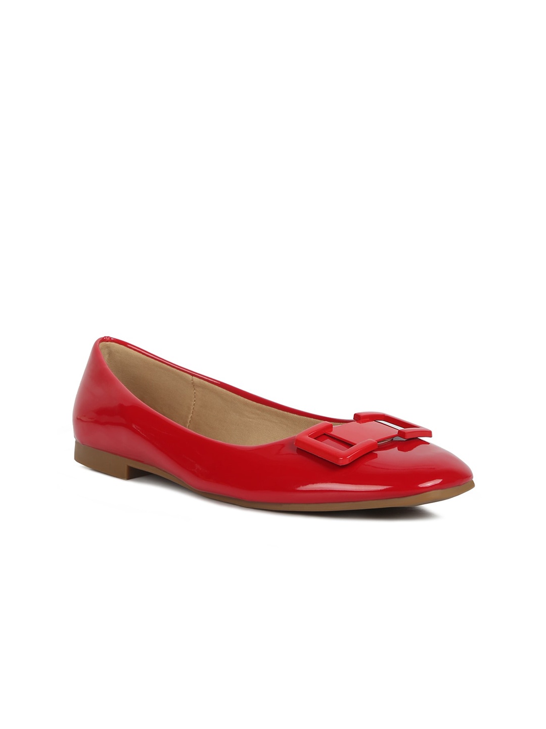 

London Rag Buckle Embellished Ballerinas, Red