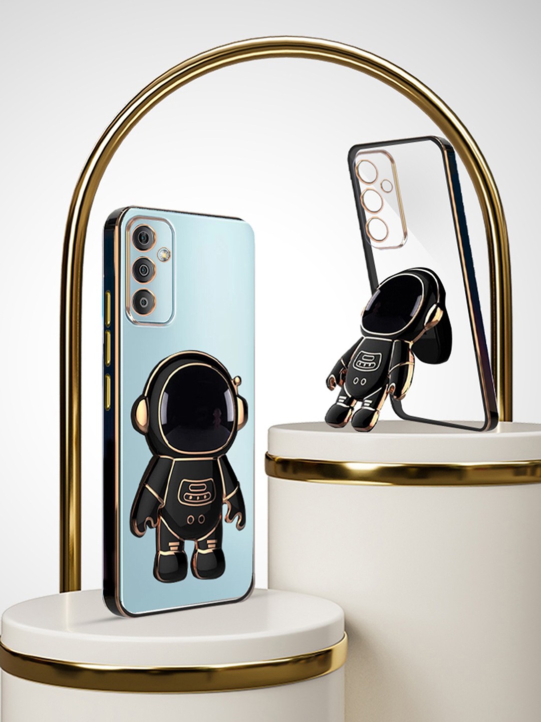 

Karwan Samsung F23 Chrome3D Astronaut Holster Stand Phone Back Case, Black