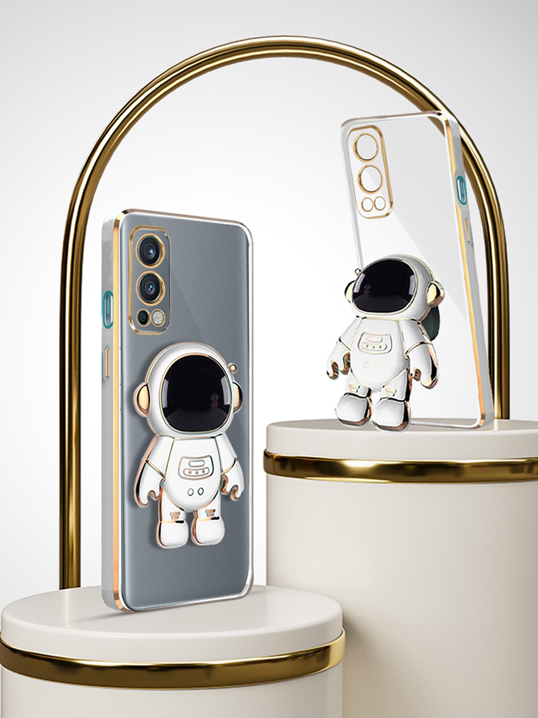 

Karwan OnePlus Nord 2 Mobile Back Case With Astronaut Holster Stand, White