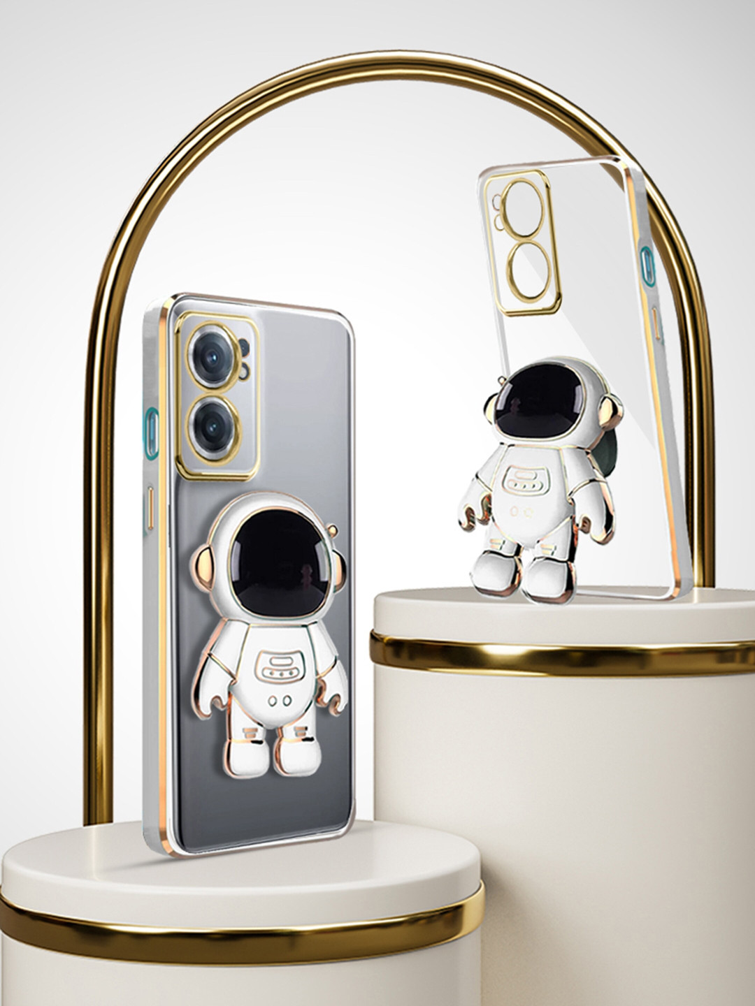 

Karwan OnePlus Nord CE2 Mobile Back Case With Astronaut Holster Stand, White