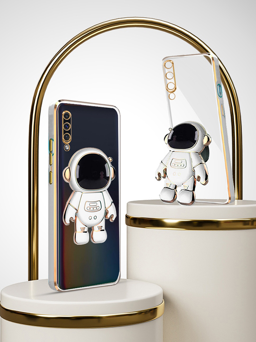 

Karwan Samsung A50 Mobile Back Case With Astronaut Holster Stand, White